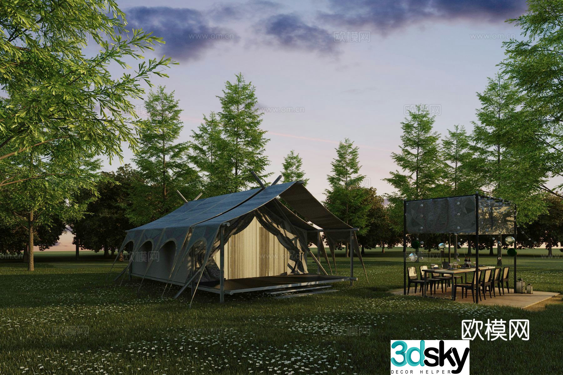 Modern campsite 3d model