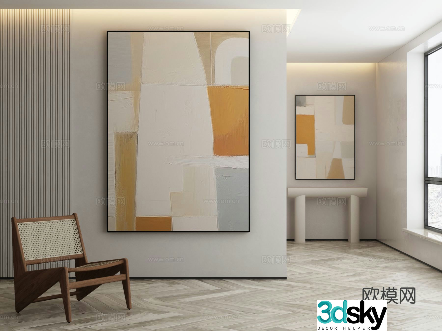 Modern texture painting decorative painting 3d model