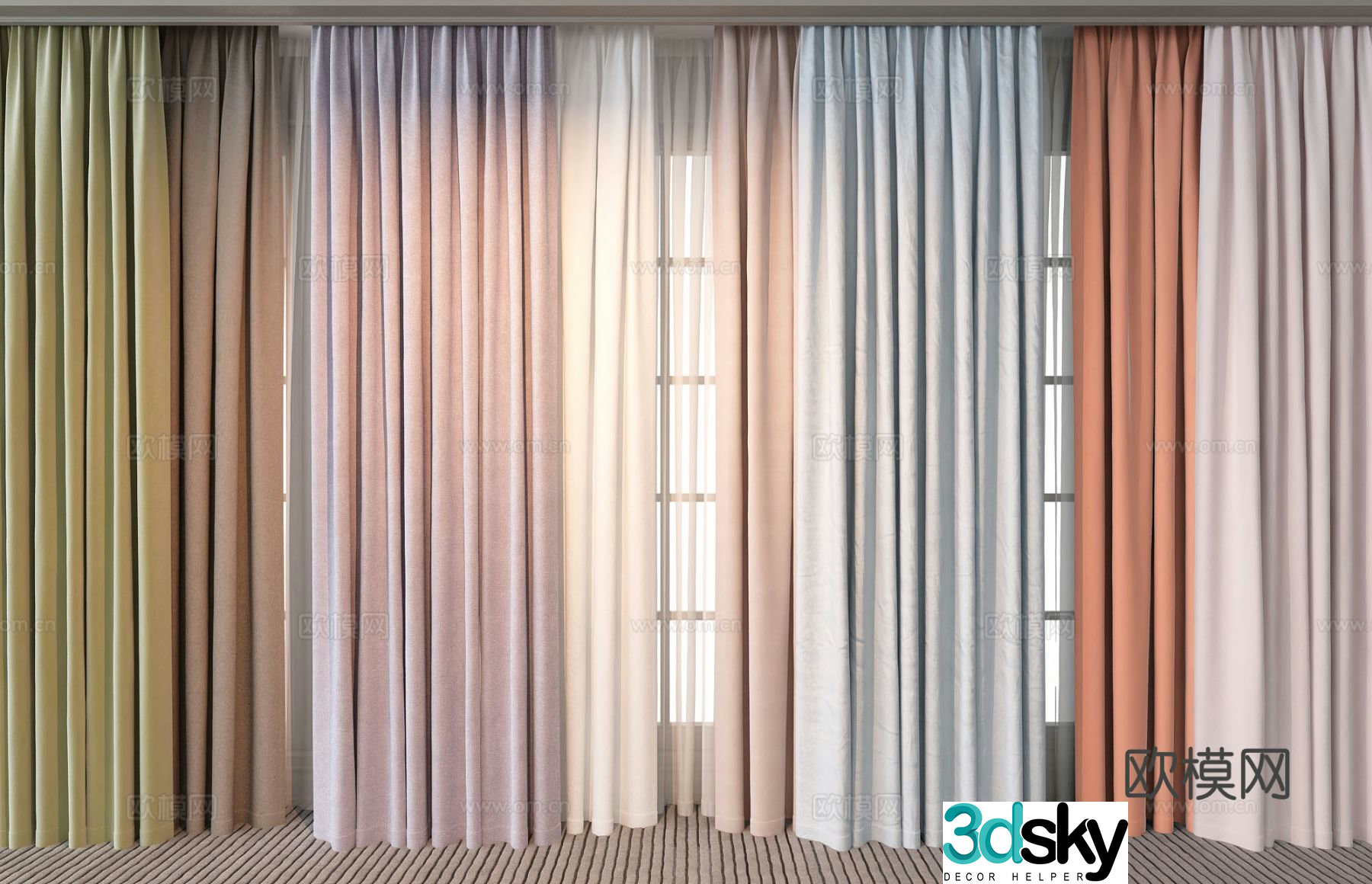 Curtains Window Screen 3d model