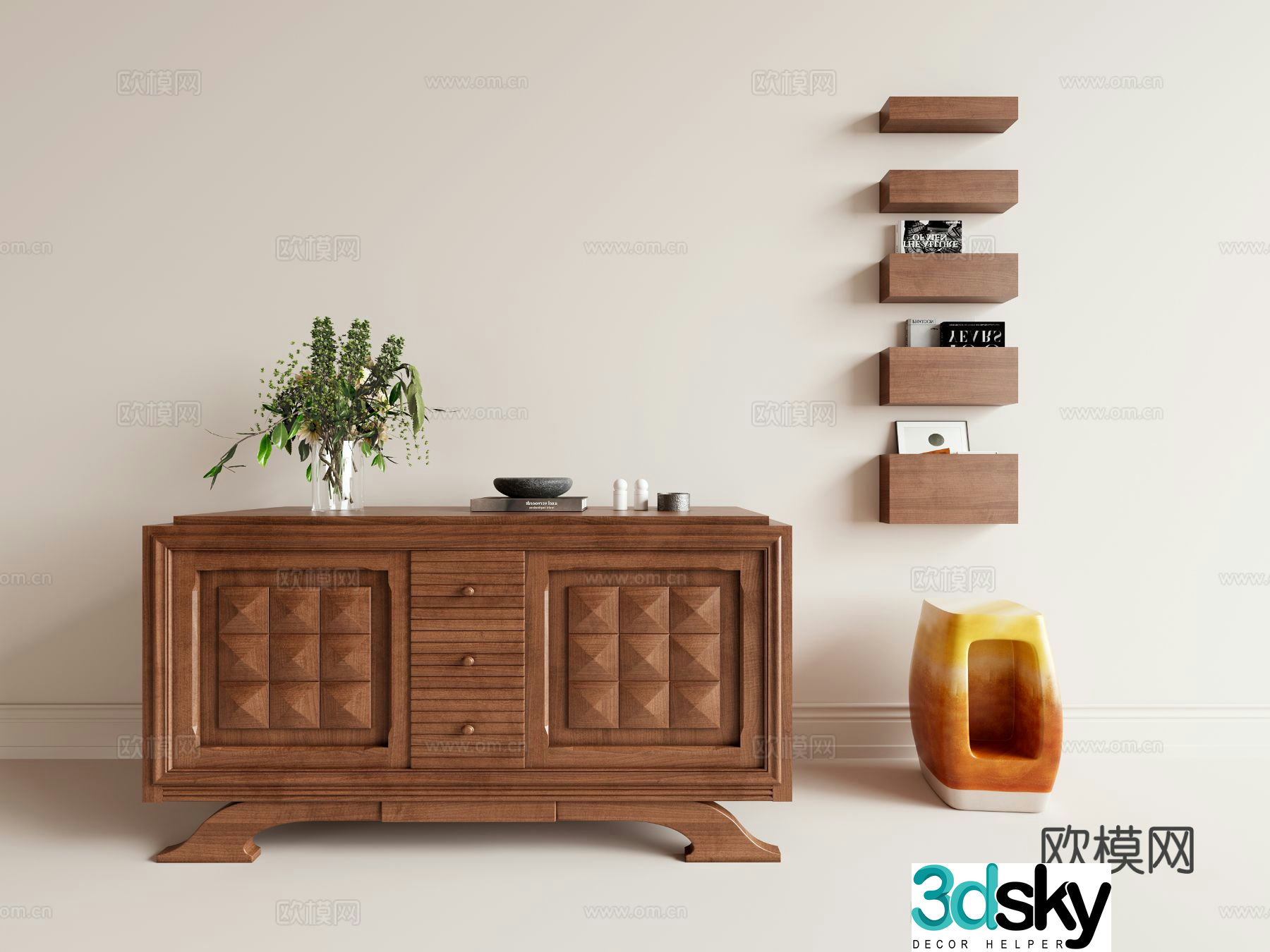 European style entrance cabinet side cabinet 3d model