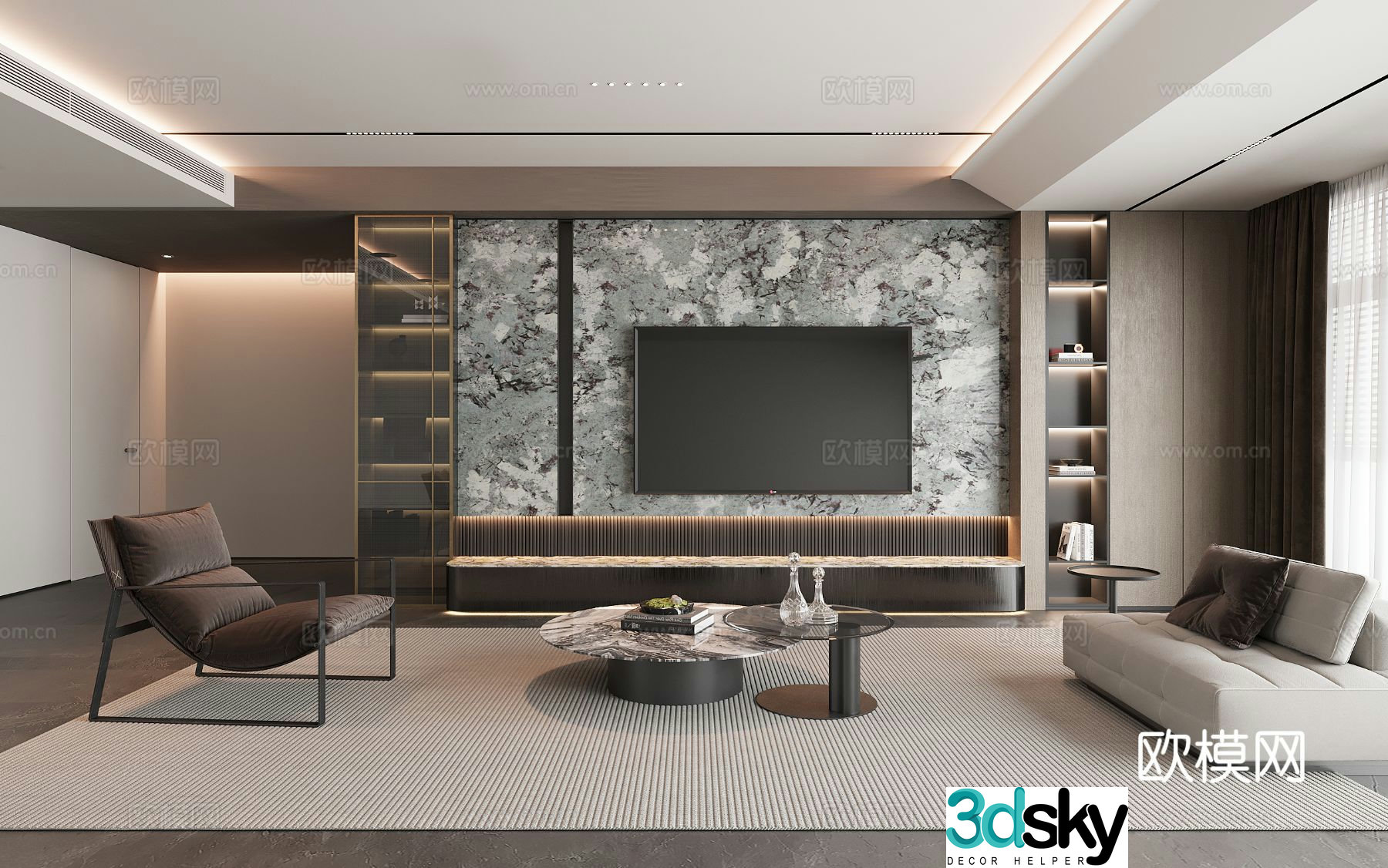 Italian living room TV background 3d model