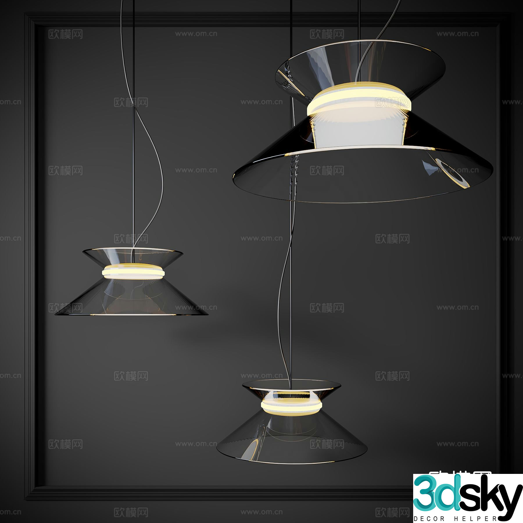 Modern glass small chandelier 3d model