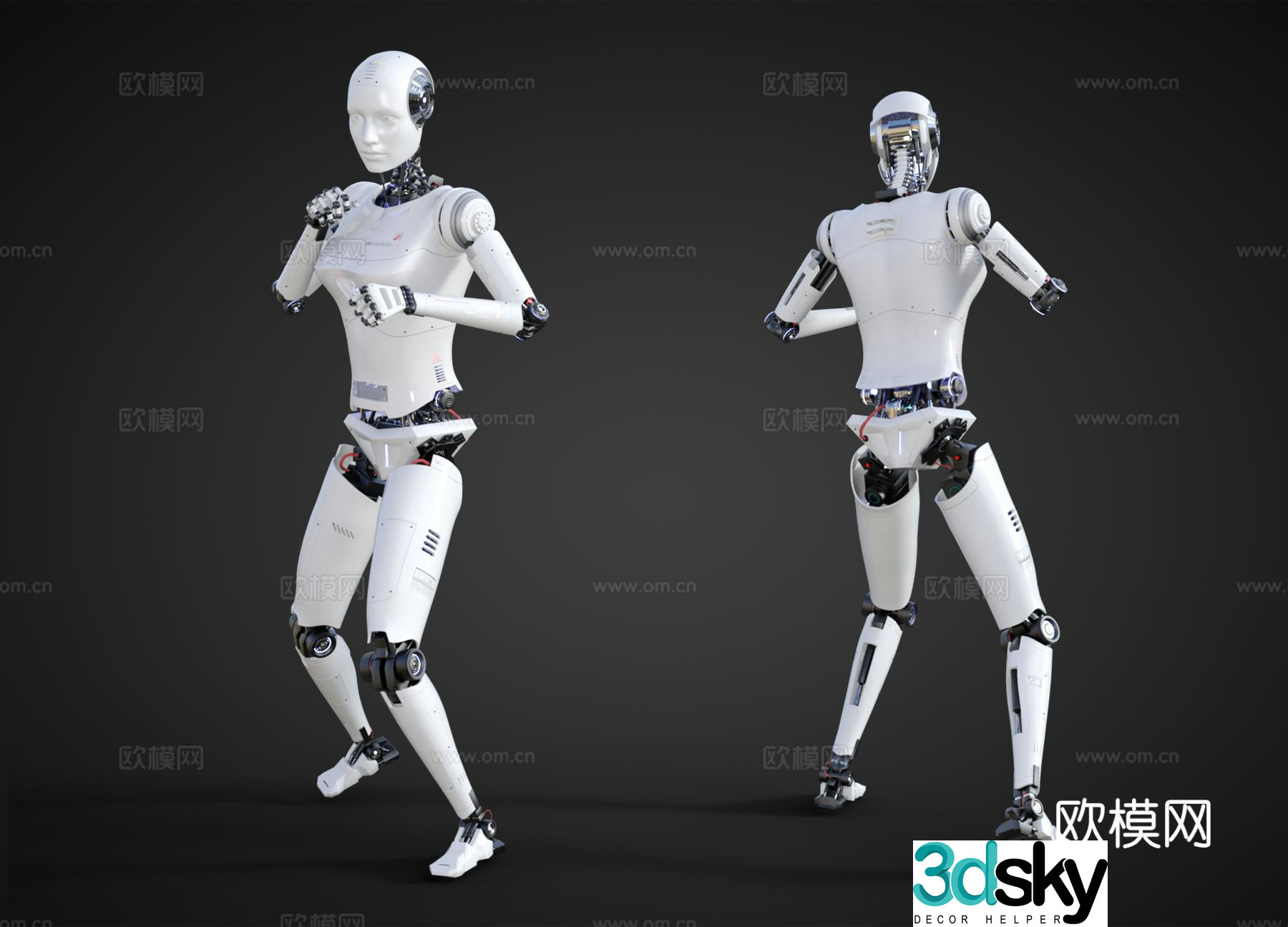 Intelligent robot, technological robot, kung fu pose, combat robot 3d model