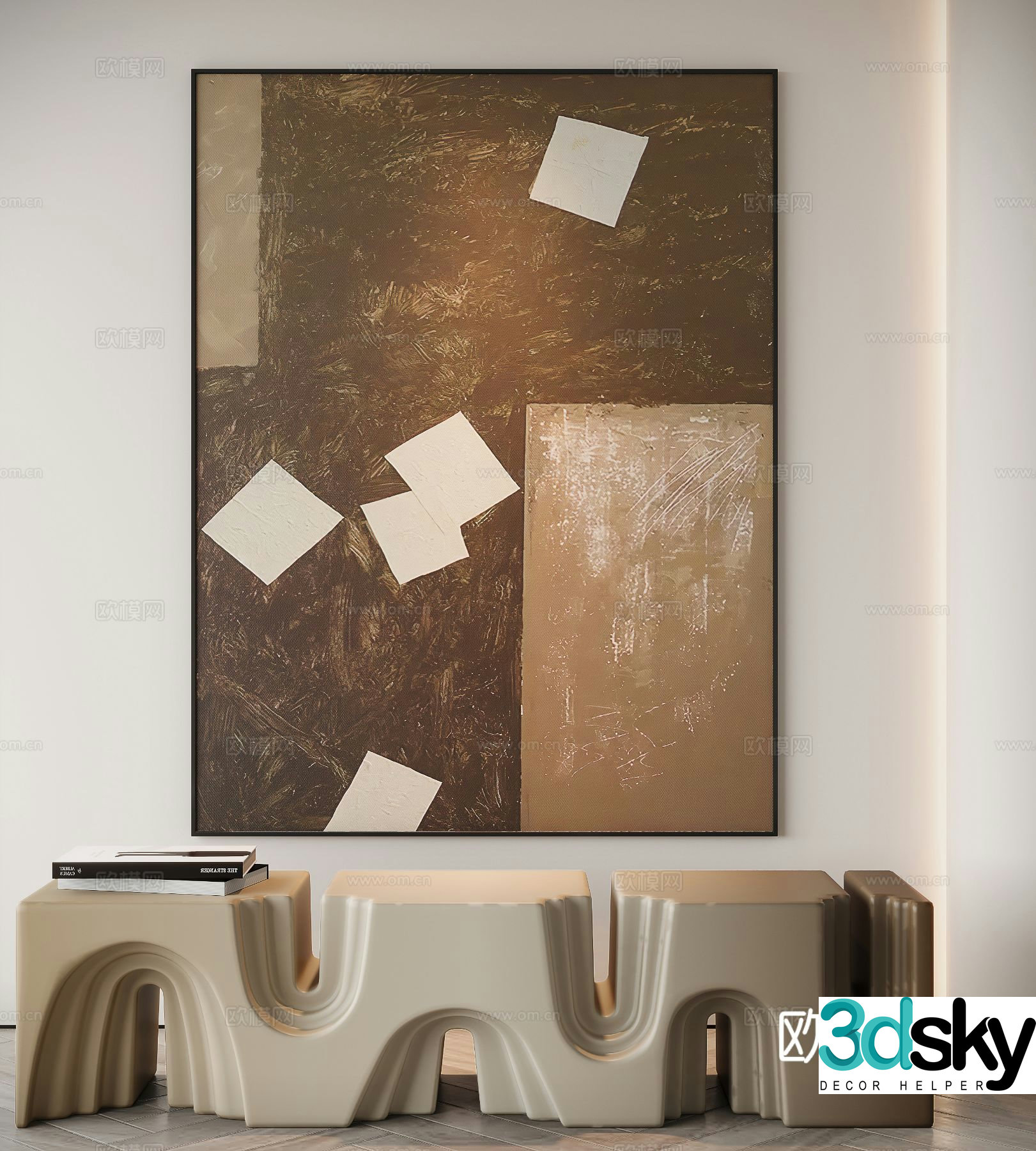 Medieval abstract painting decorative painting 3d model