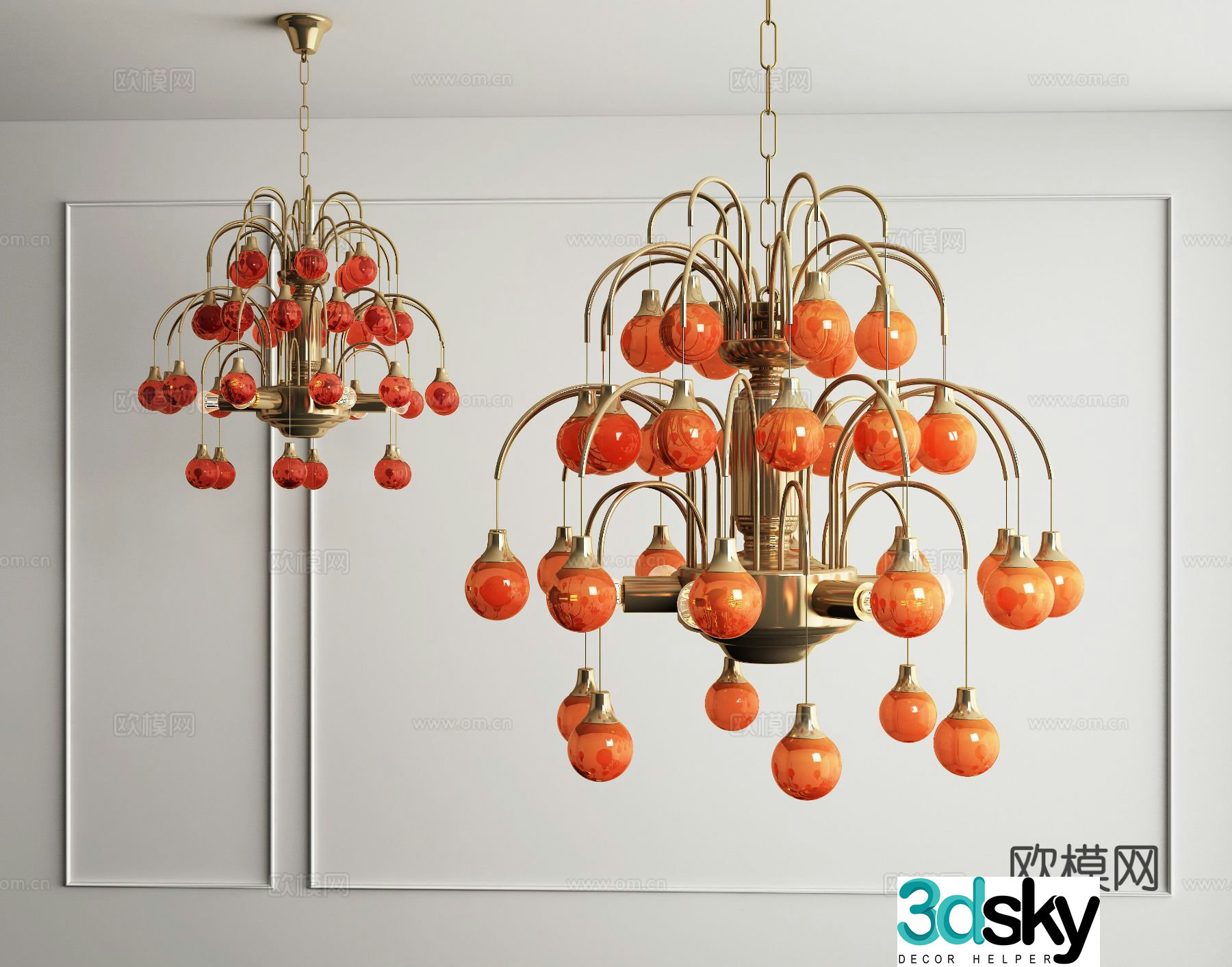 Medieval creative chandelier cherry glass chandelier 3d model
