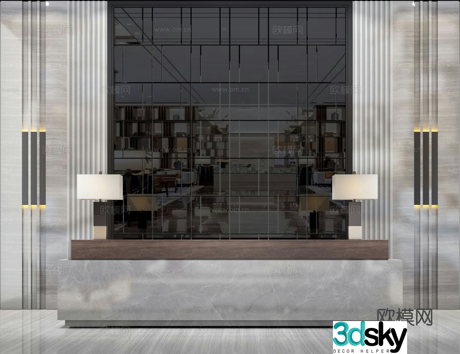 Modern front desk reception desk service desk 3d model