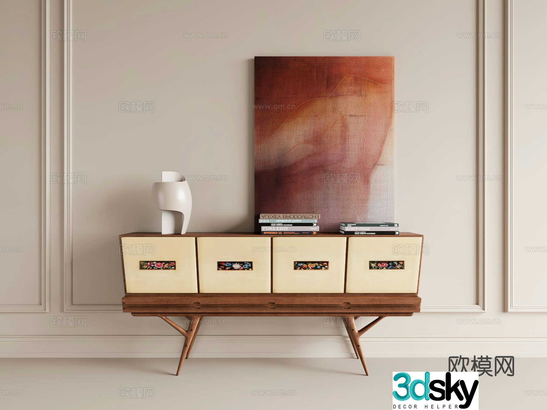 Nordic entrance cabinet side cabinet 3d model
