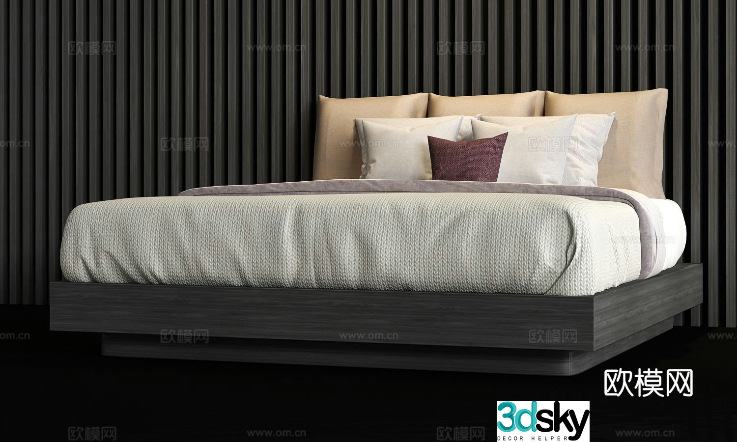 Modern double bed 3d model