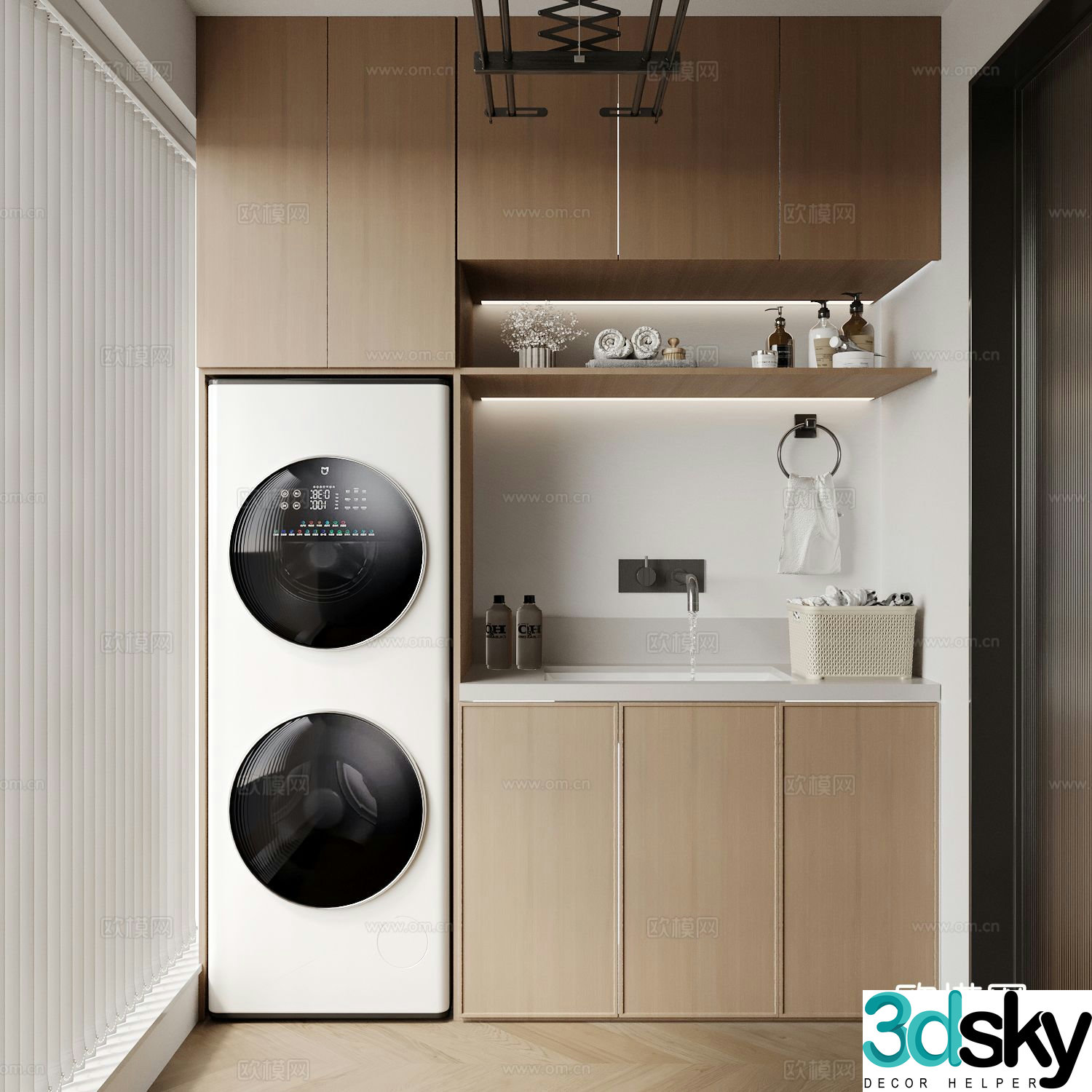 Modern balcony laundry room 3d model