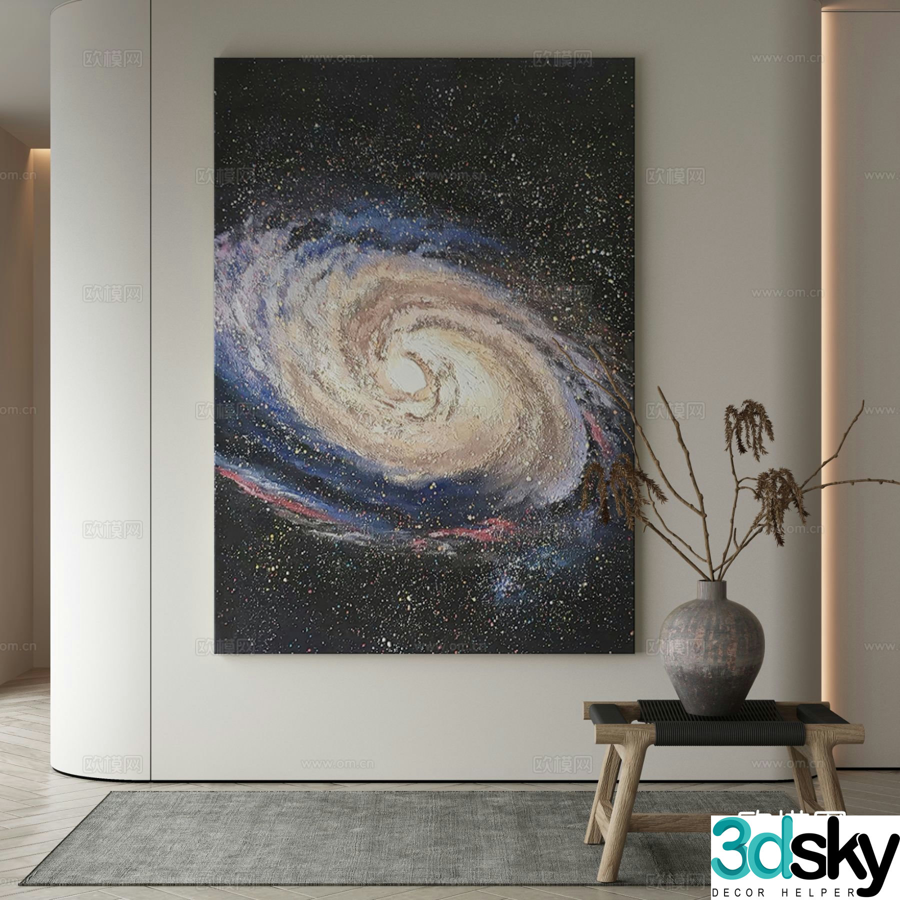 Modern Galaxy Hanging Painting Decorative Painting 3D Model