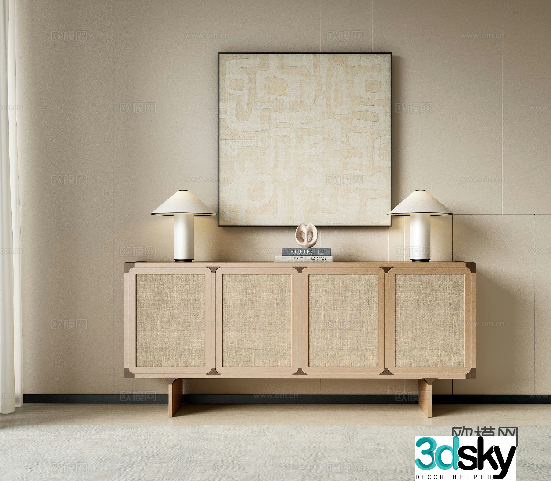 Wabi-sabi entrance cabinet 3d model