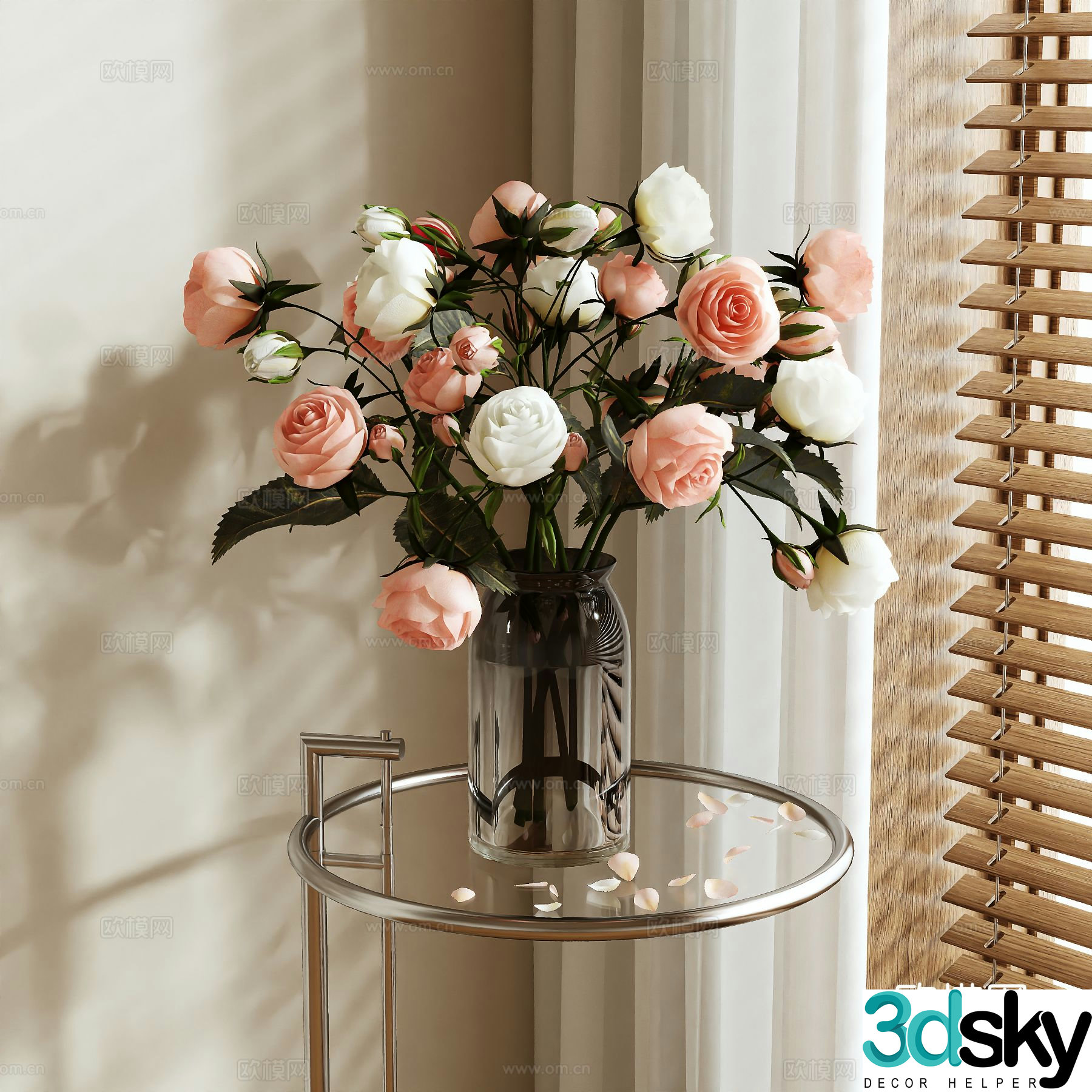 rose vase floral arrangement flower arrangement flowers 3d model