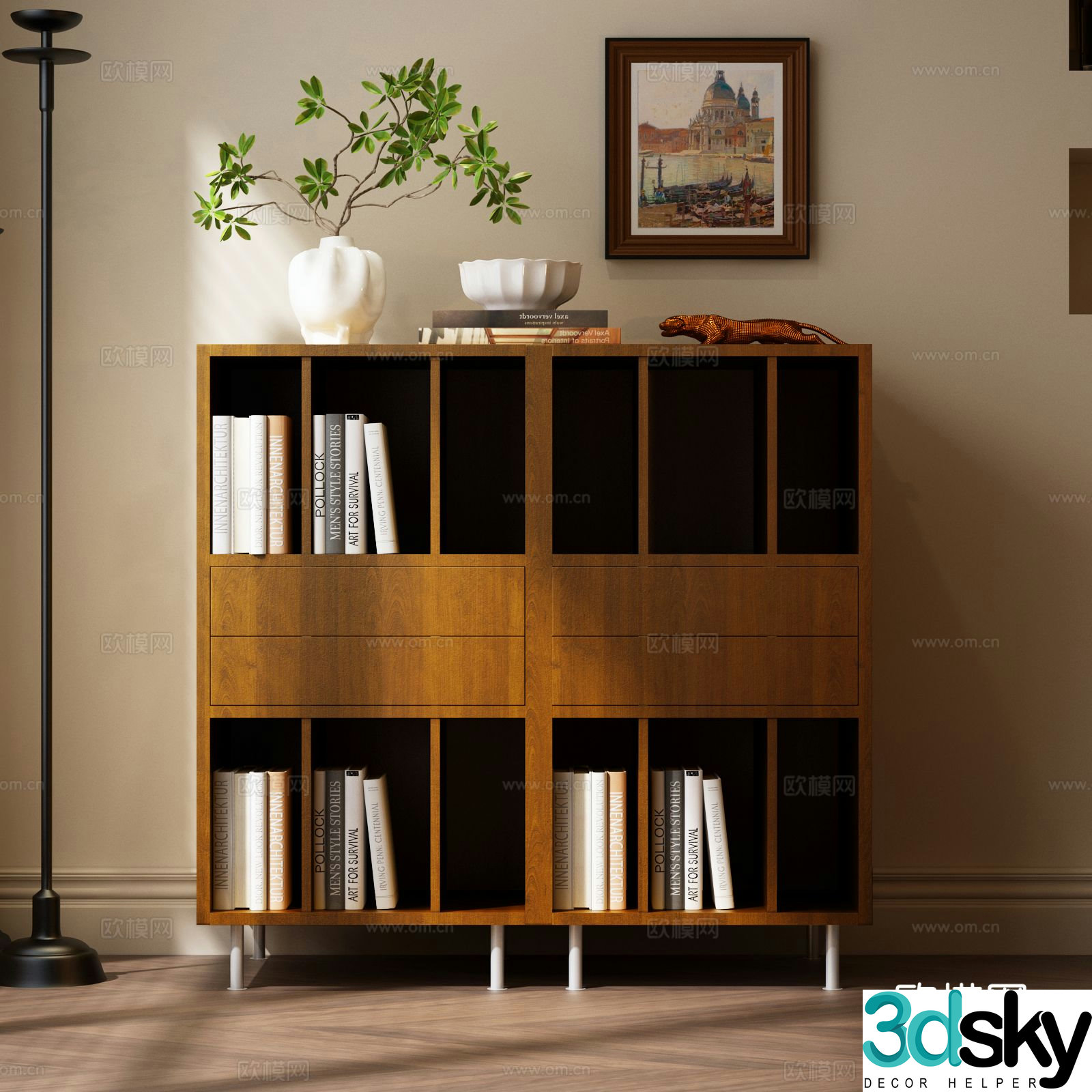 Wabi-sabi bookcase display cabinet 3d model