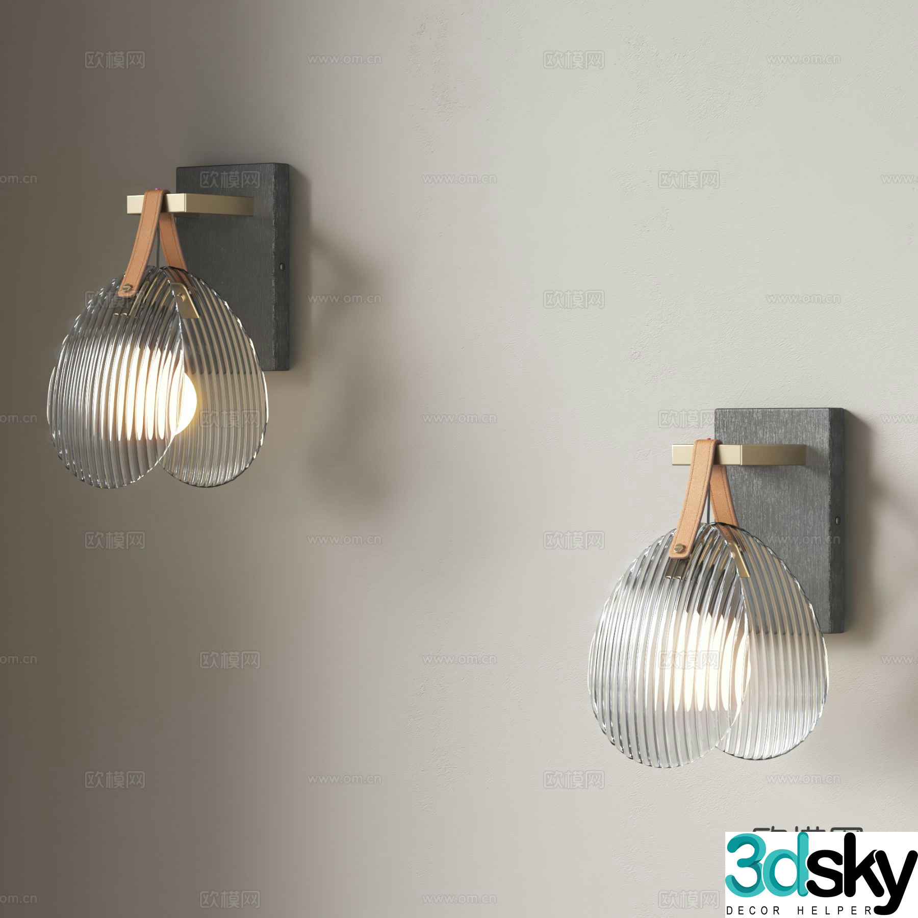Glass wall lamp bedside wall lamp 3d model