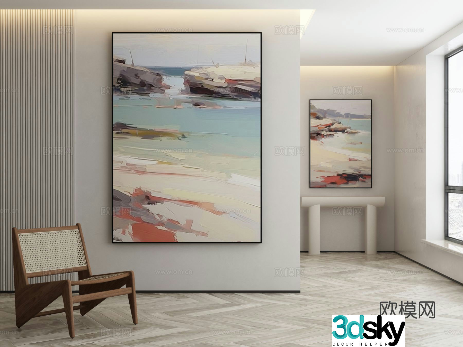 Modern decorative painting landscape oil painting 3d model