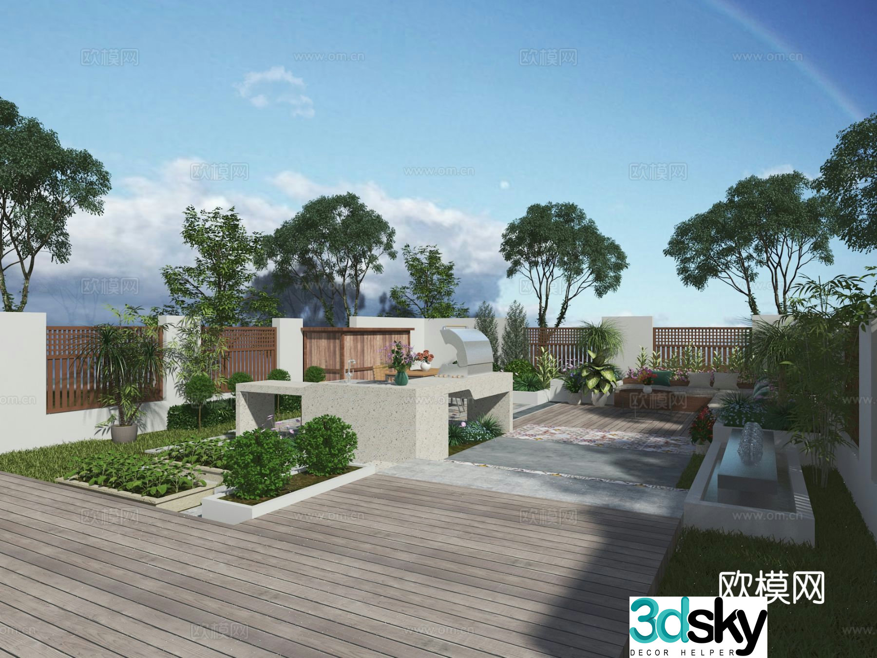 Modern courtyard landscape 3d model