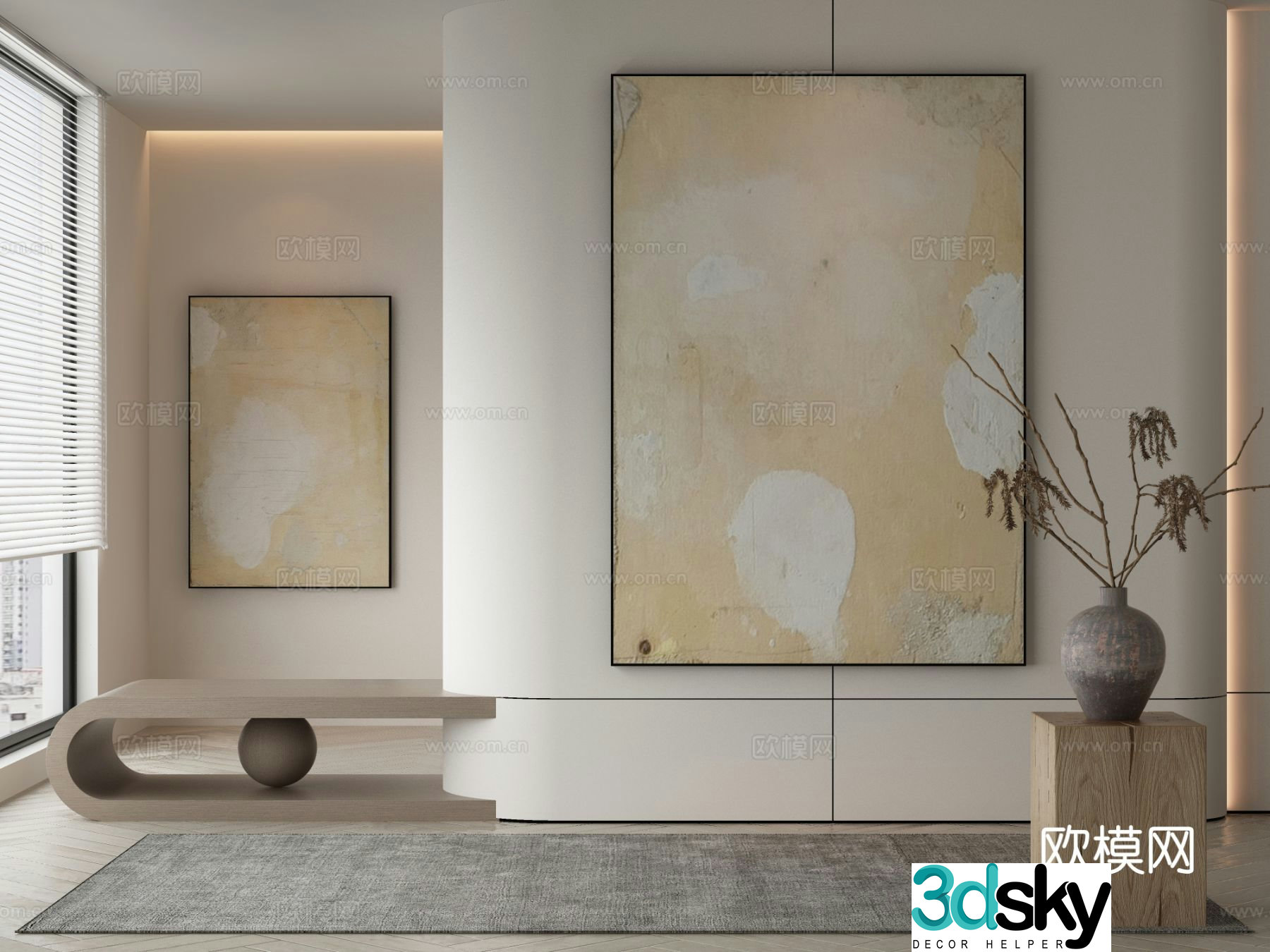 Modern decorative painting abstract hanging painting 3d model