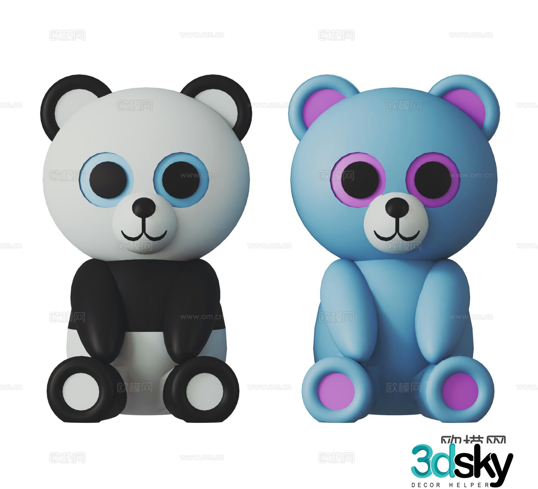 Cartoon Bear Trendy Toy Doll Sculpture Ornament 3D Model