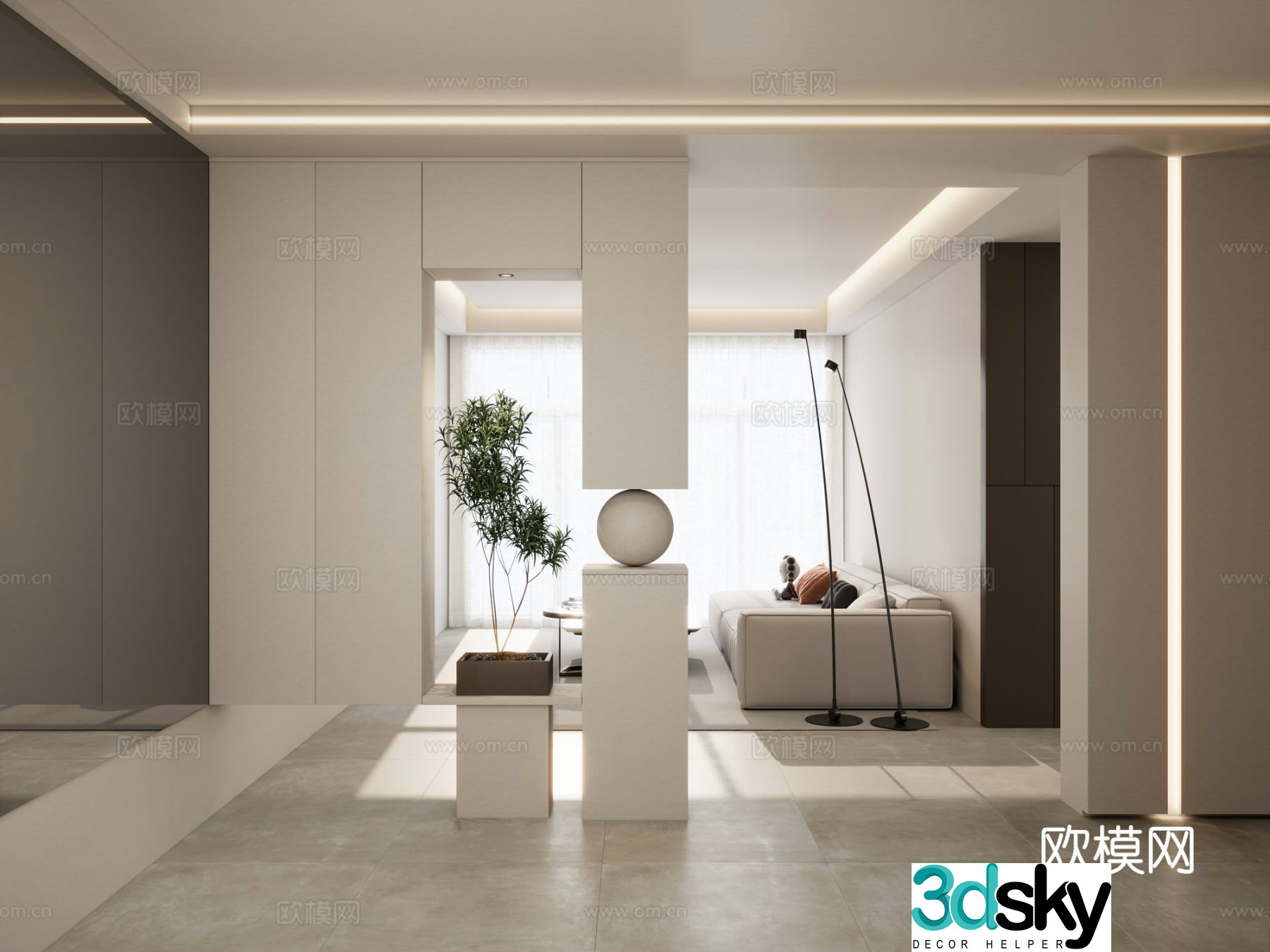 Cream style entrance hall entrance hallway 3D model