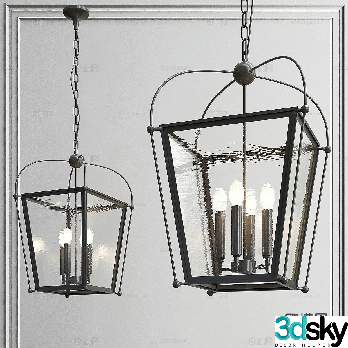 Industrial style chandelier creative chandelier 3d model