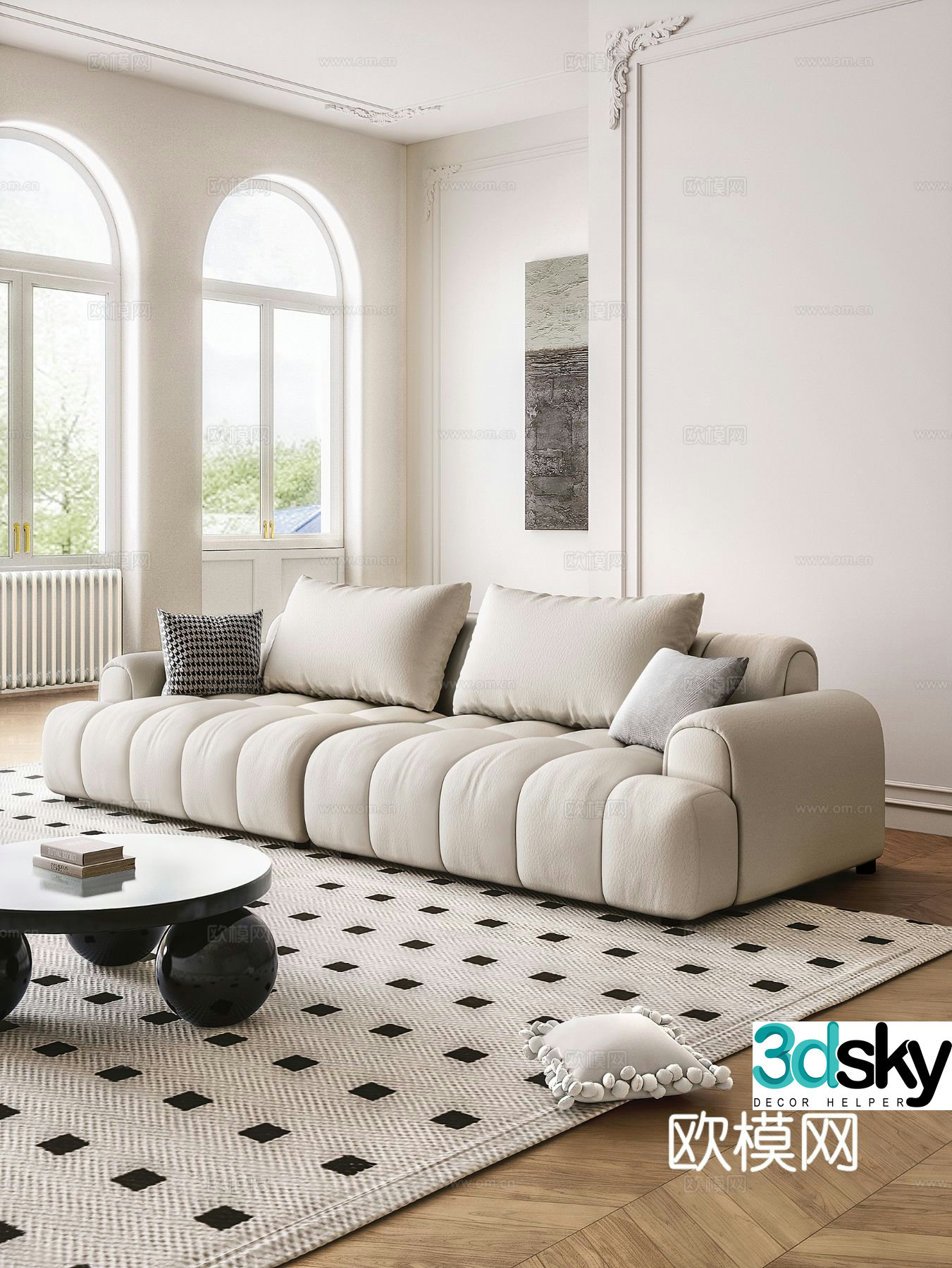 Double sofa upholstered sofa 3d model