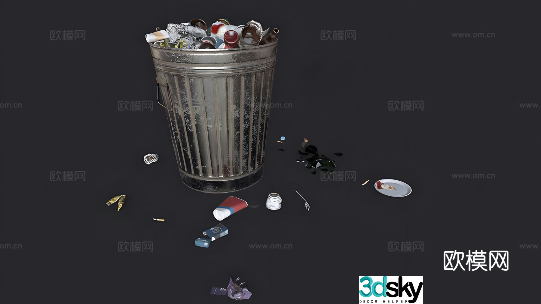 Trash bin garbage station 3d model