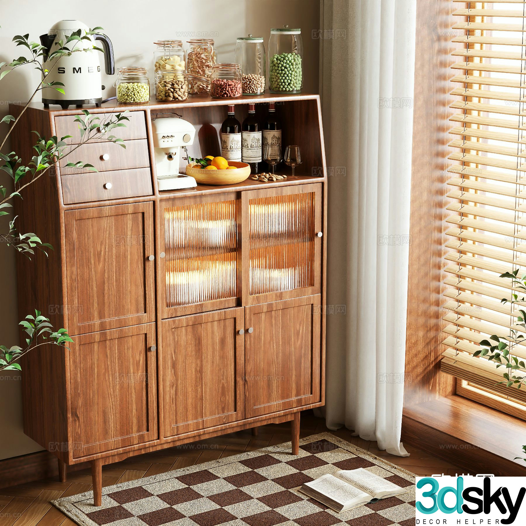 Medieval style sideboard 3d model