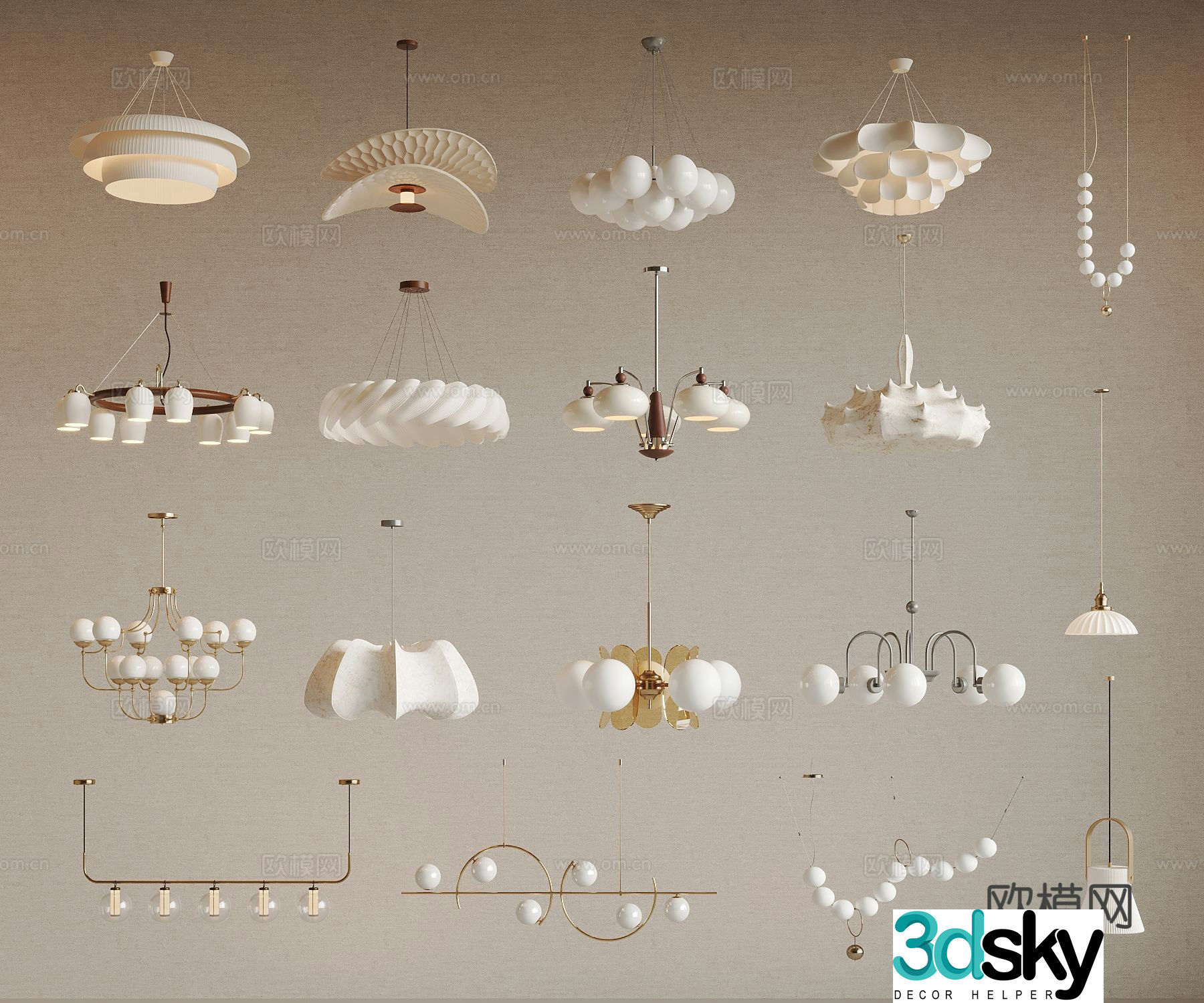 French multi-head chandelier hall chandelier 3d model