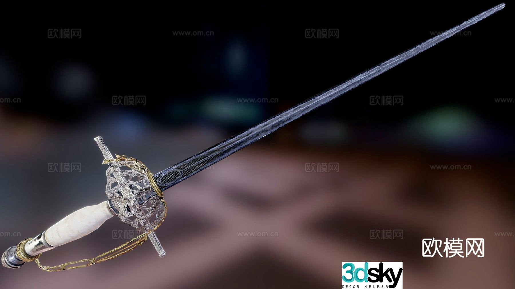 Fantasy stabbing sword sci-fi sword long sword 3d model