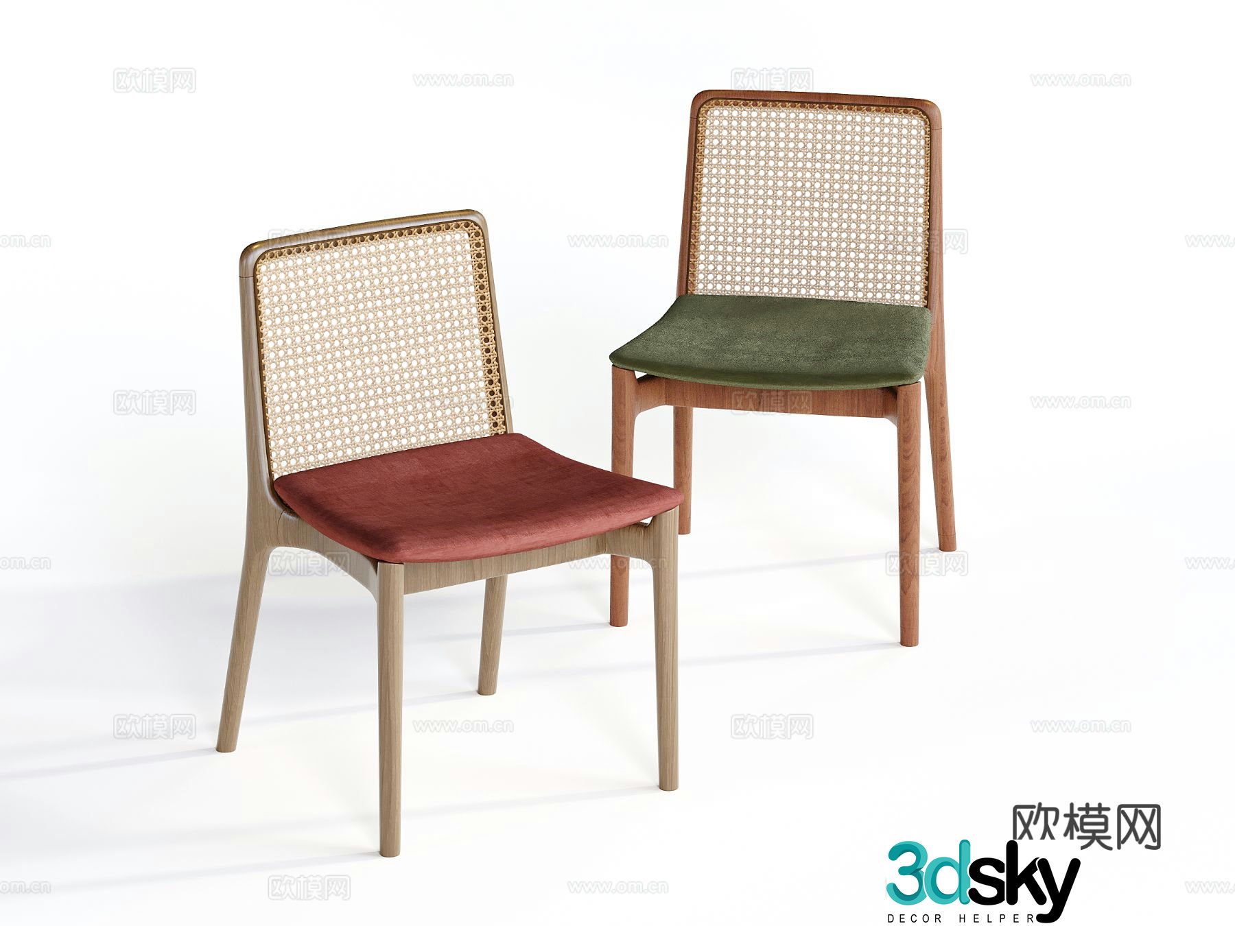 Wabi-sabi dining chair chair rattan chair 3d model