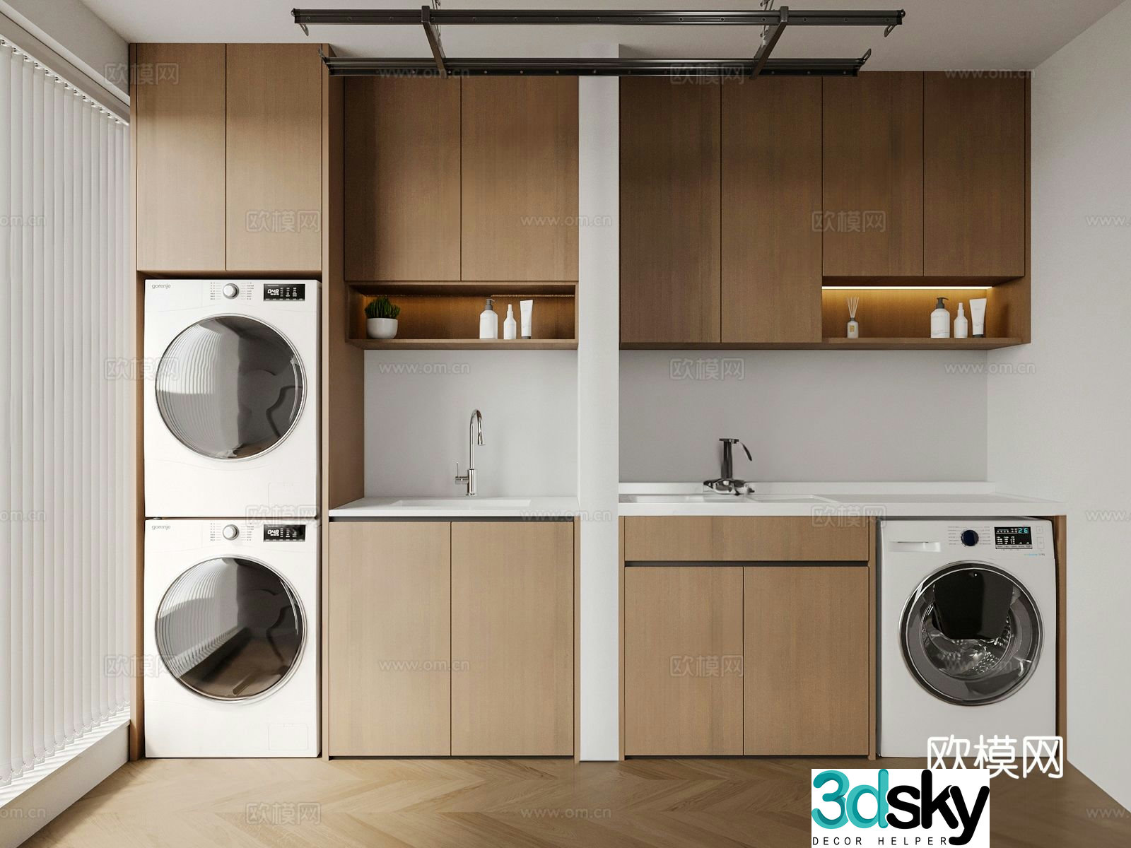 Modern washing machine cabinet balcony cabinet 3d model