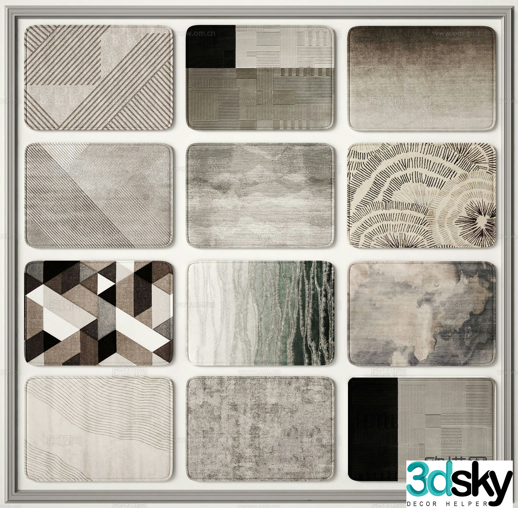 Square carpet abstract carpet 3d model
