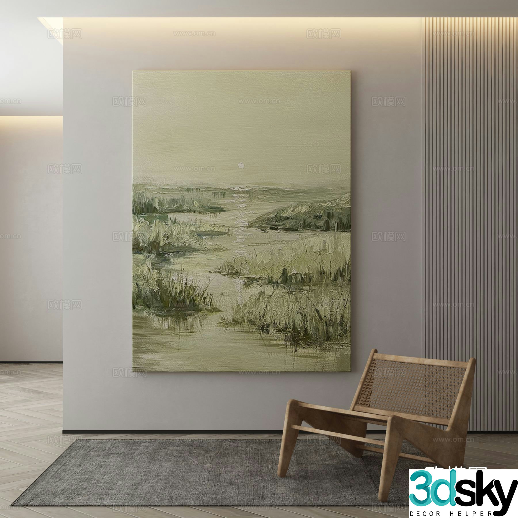 Modern oil painting landscape painting decorative painting 3d model