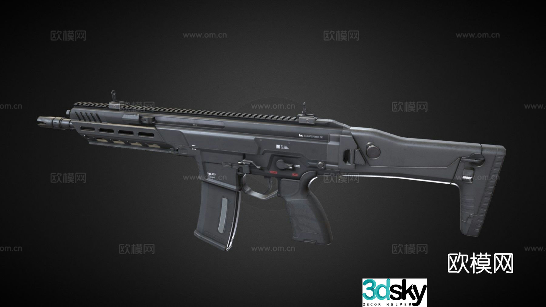 Hk433 assault rifle 3d model