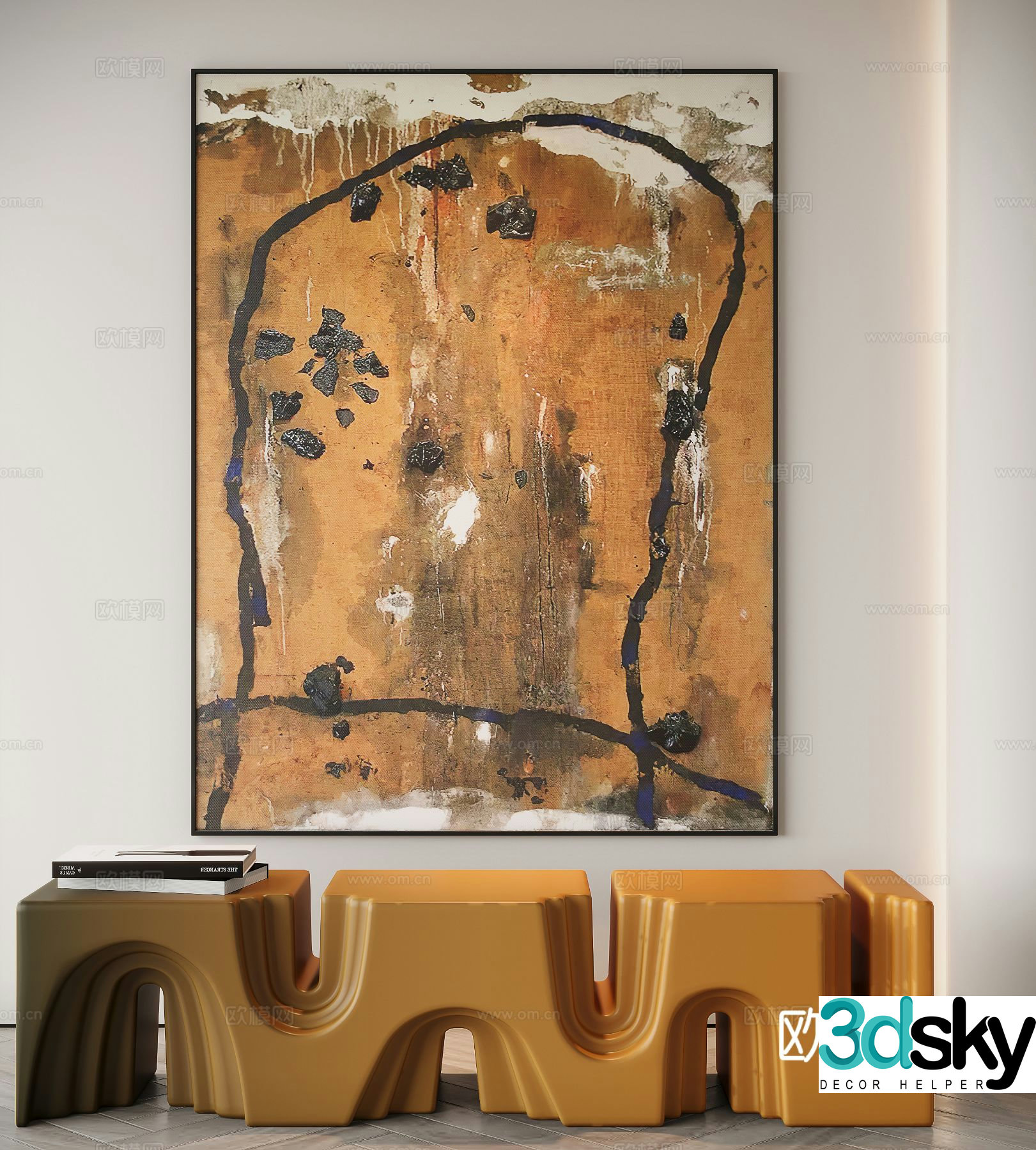 Wabi-sabi texture painting decorative painting 3d model