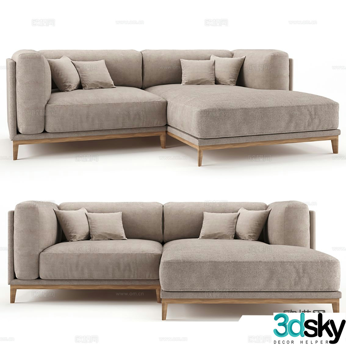 Double sofa upholstered sofa 3d model
