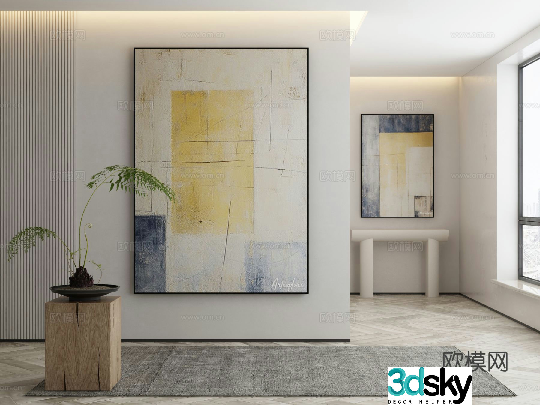 Modern texture painting decorative painting 3d model