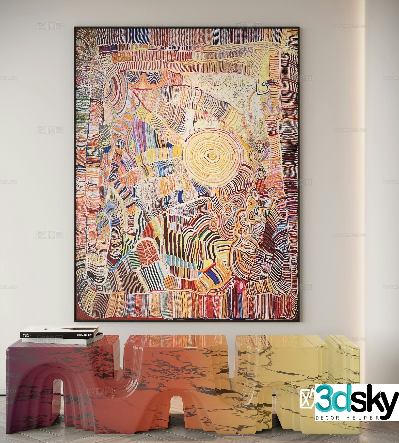 Modern abstract painting decorative painting 3d model