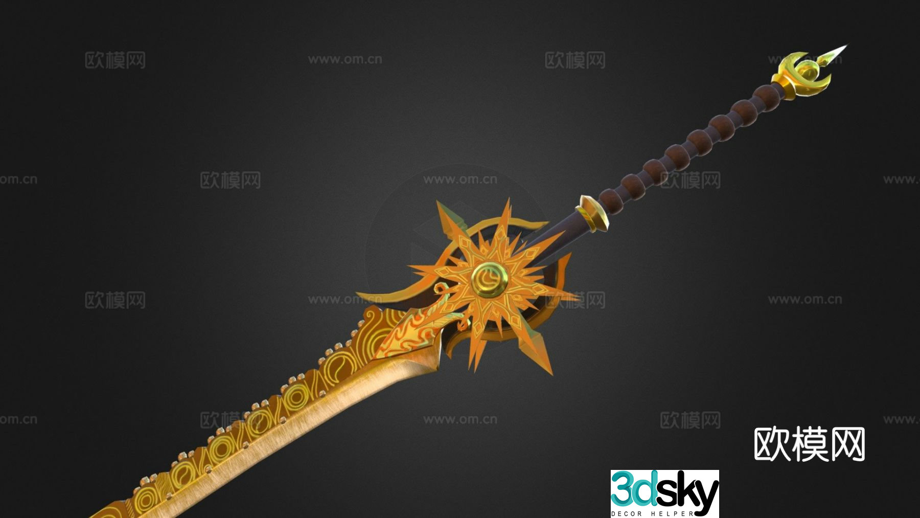 Golden fantasy sword 3d model