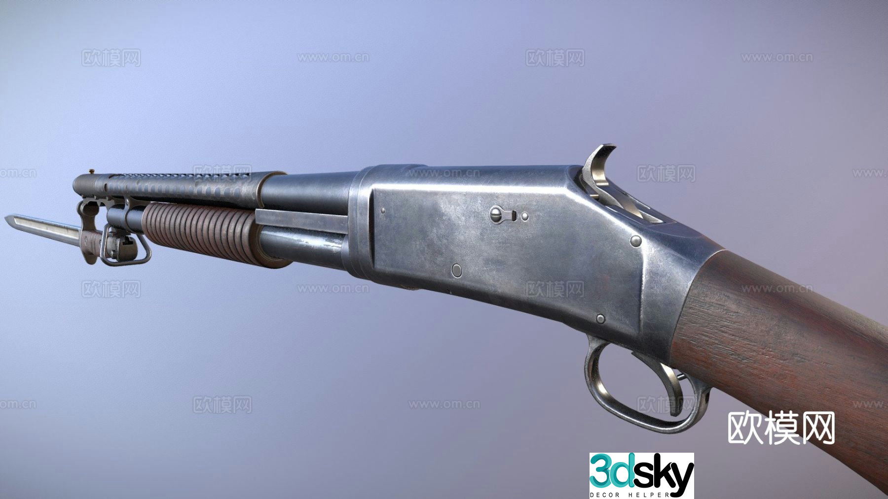 m1897 trench gun gun rifle firearm 3d model