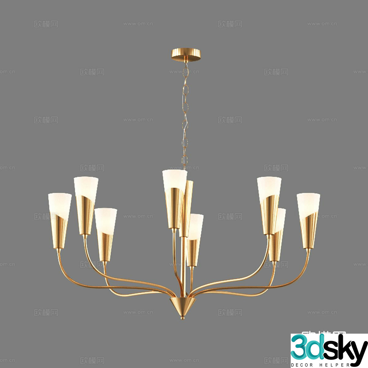 Light luxury chandelier multi-head chandelier living room chandelier 3D model