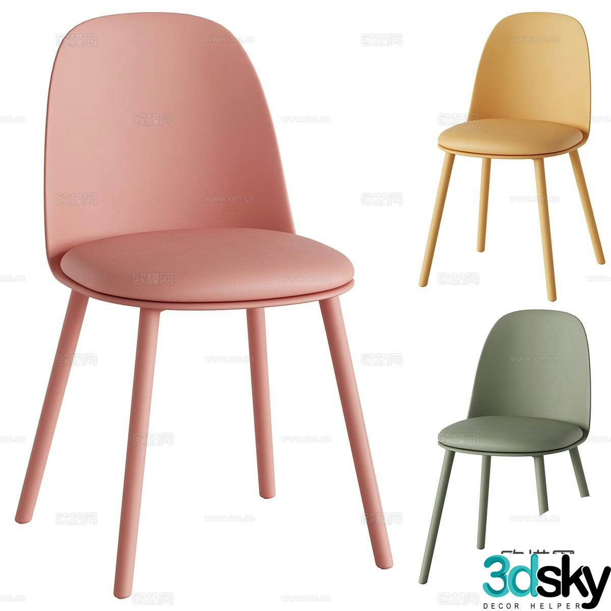 Single chair dining chair 3d model