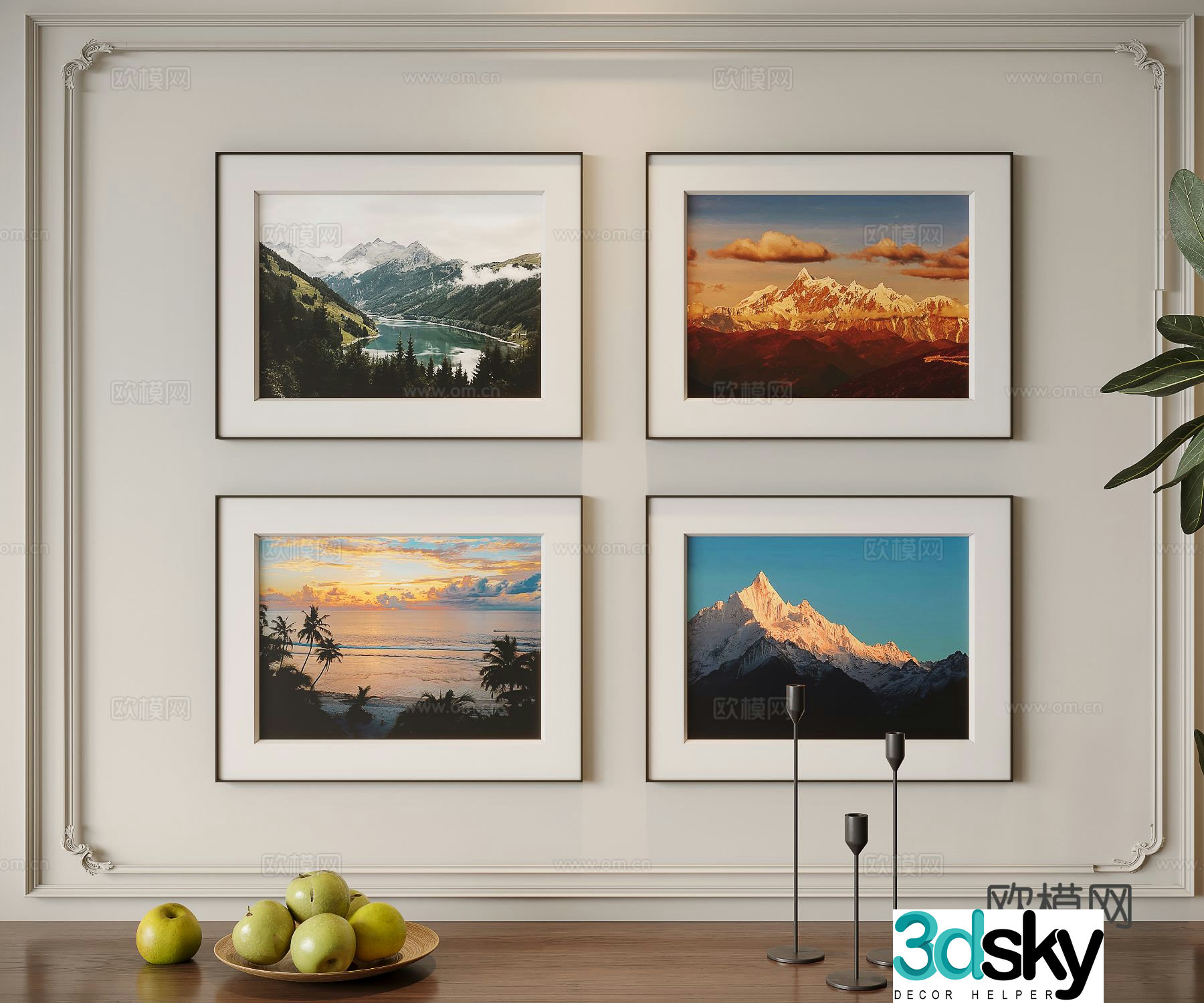 Modern oil painting landscape hanging painting decorative painting 3d model