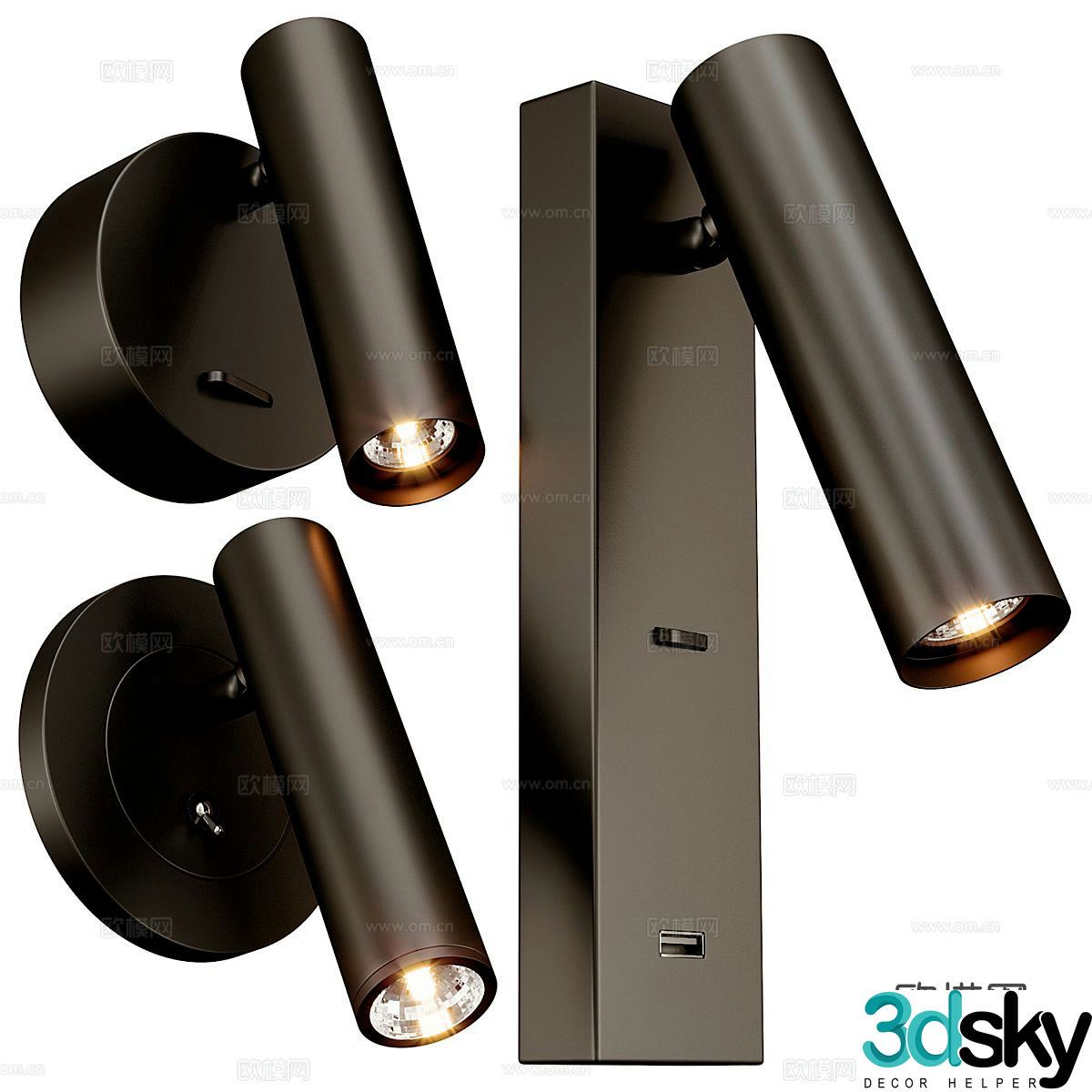 Creative wall lamp rotating wall lamp 3d model