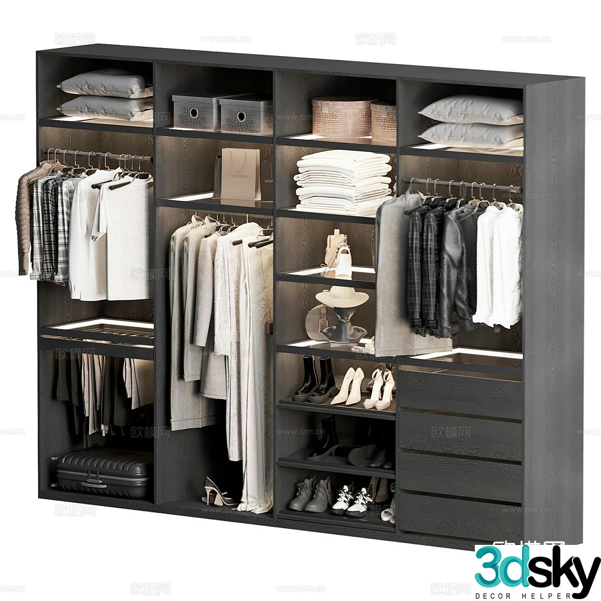 Doorless Wardrobe Finished Wardrobe 3D Model