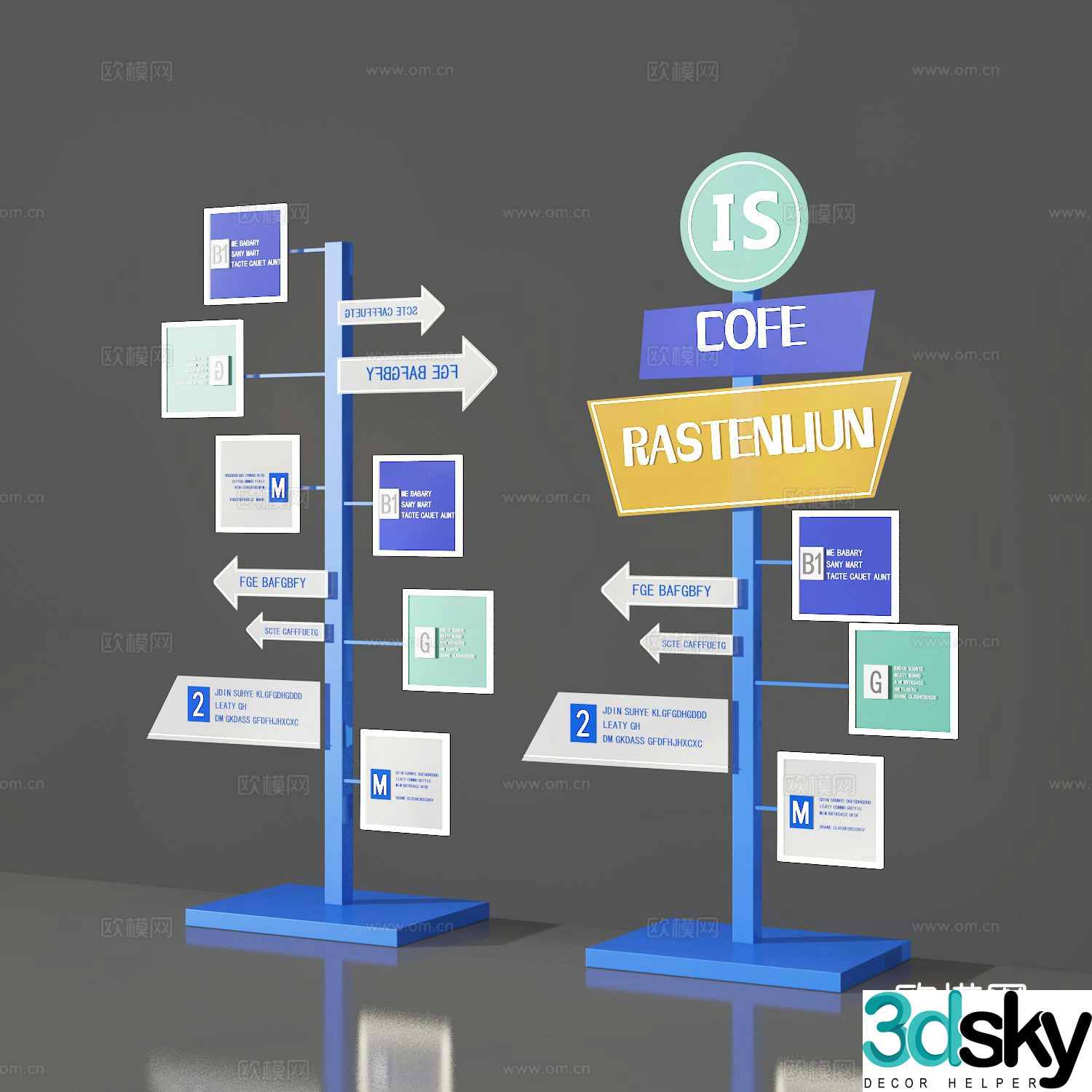 Guide sign arrow sign 3d model