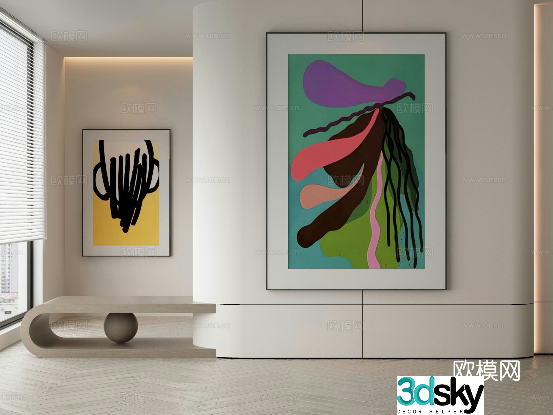Modern decorative painting abstract hanging painting dopamine hanging painting 3d model