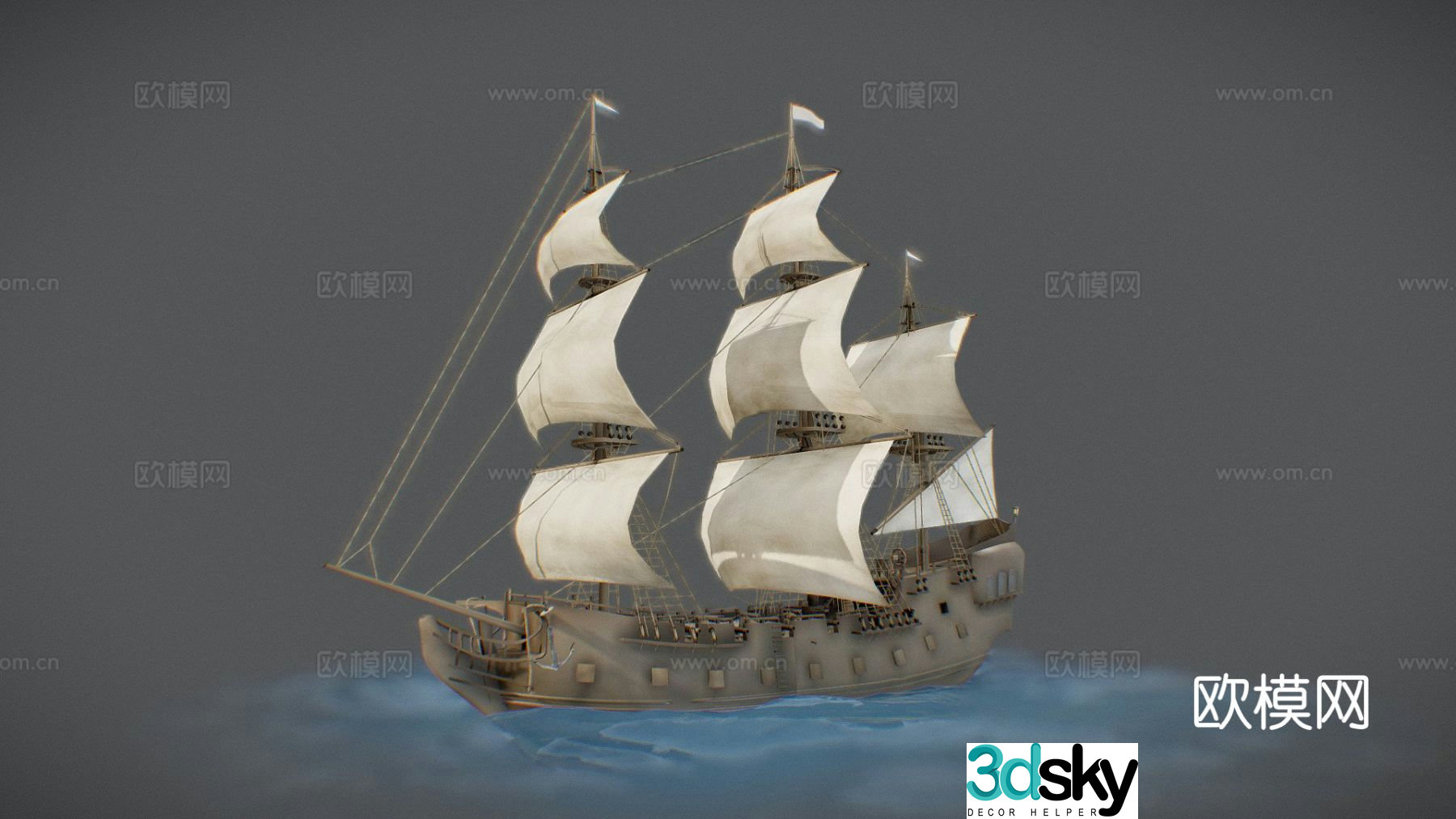 sailing ship pirate ship sail 3d model