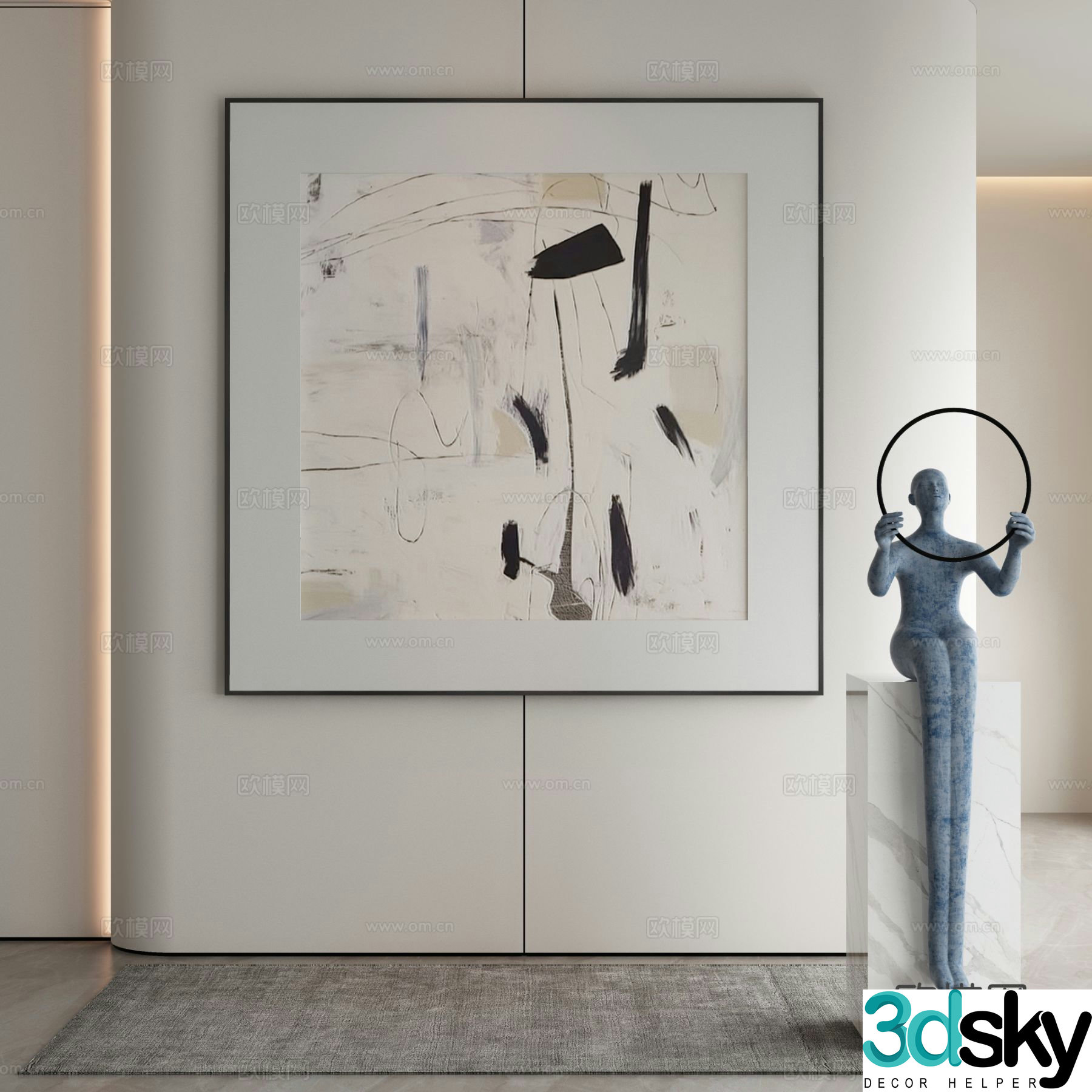 Modern decorative painting abstract hanging painting 3d model