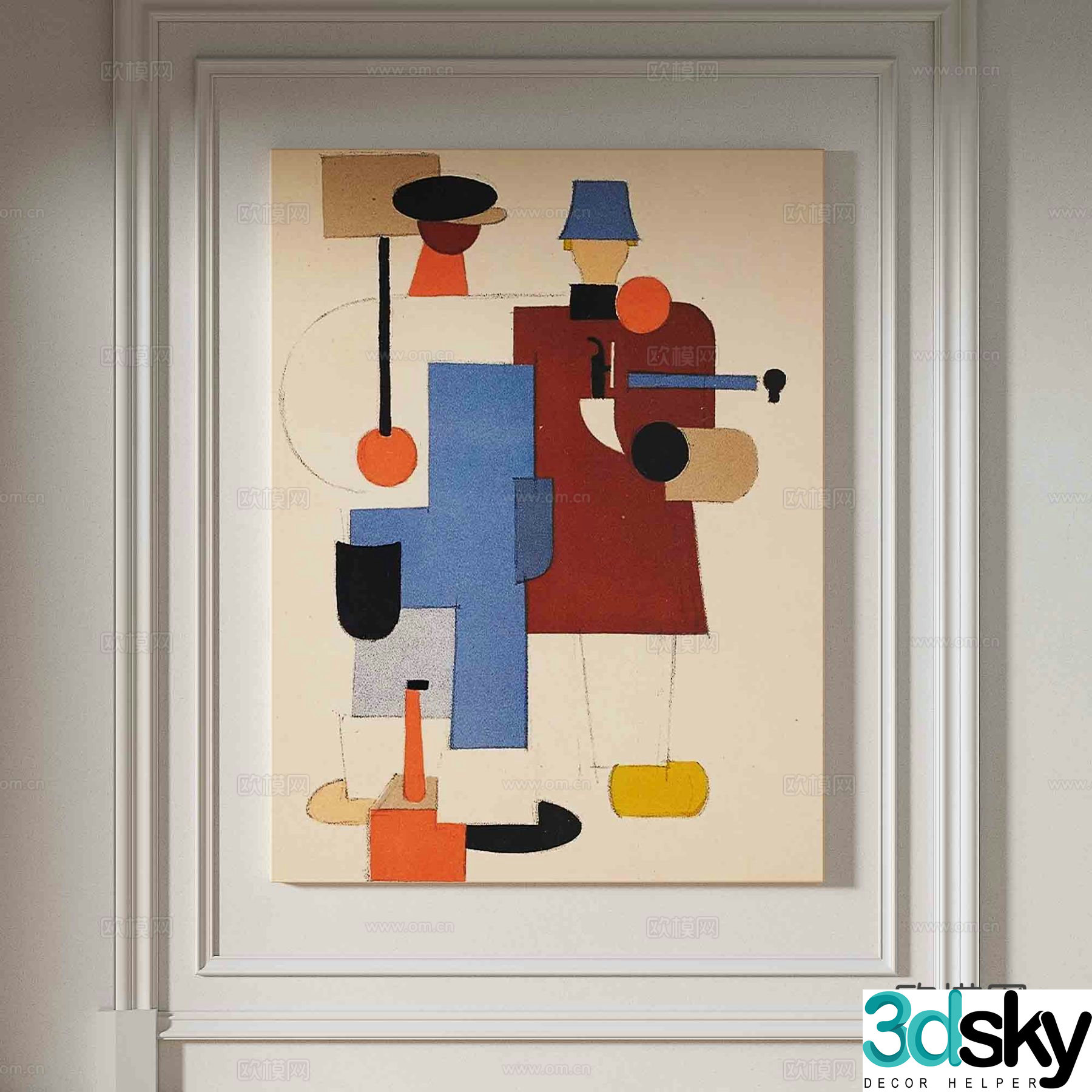Wabi-sabi abstract painting decorative painting 3d model